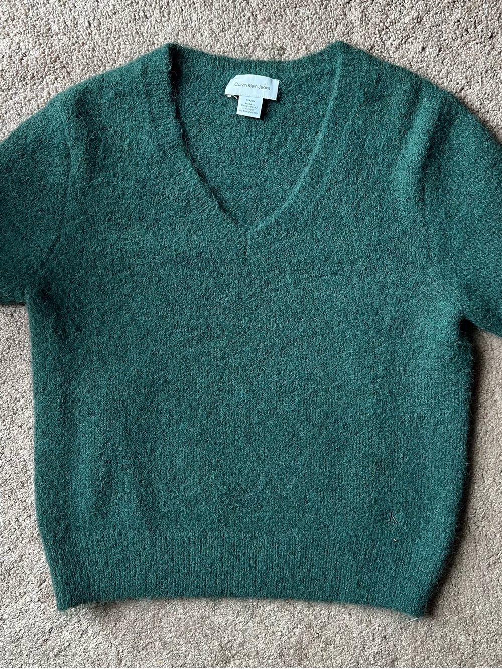 Calvin Klein Jeans Women's Teal V-Neck Sweater
